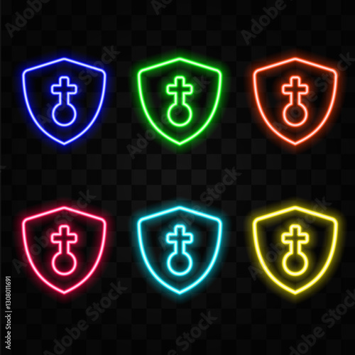 Abstract Technology Background, Internet Technology Cyber Security Concept. neon style.