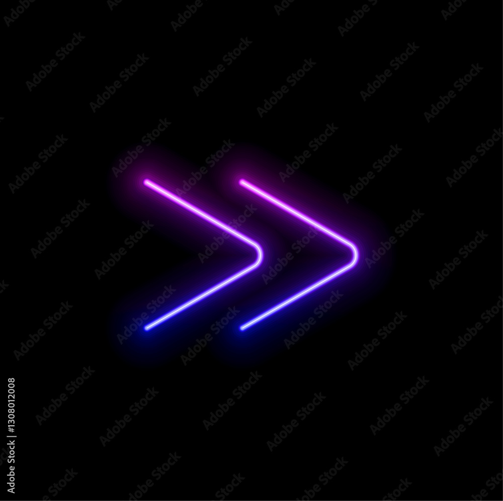 Neon blue arrow pointing to the right on a black background Neon blue arrow pointing to the right on a black background