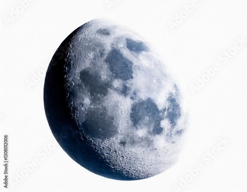 Waning Crescent Moon Phase Isolated on a White Background