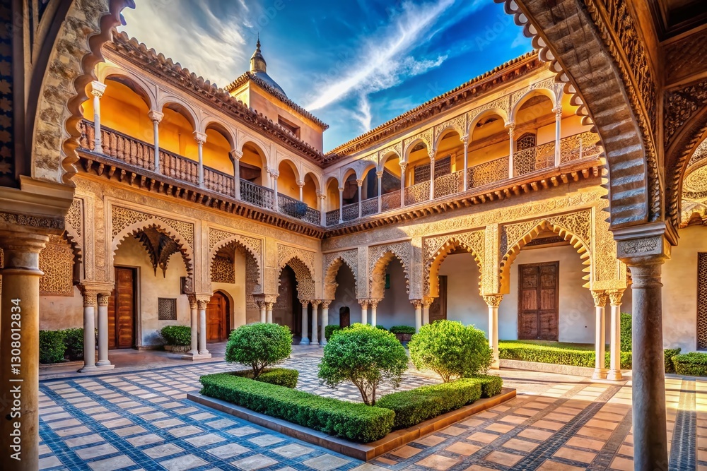Fototapeta premium Andalusian Courtyard: Mudejar Architecture in Ronda, Spain