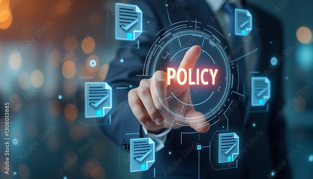 Corporate Policy Concept with Digital Document icons . Person check online document validation ,company articles of association Terms and Conditions, regulation ,strategy ,risk ,legal ,approval. Corporate Policy Concept with Digital Document icons . Person check online document validation ,company articles of association Terms and Conditions, regulation ,strategy ,risk ,legal ,approval.