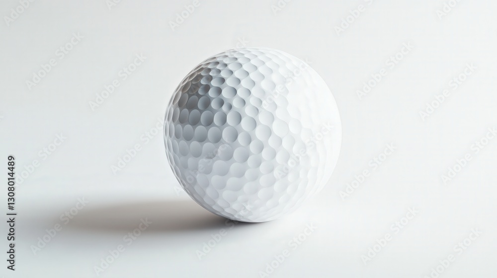 isolated white dimpled golf ball, showcasing its textured surface and classic design