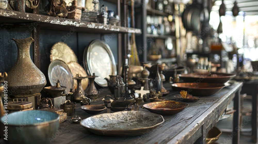 Antique silverware collection on display Antique silverware collection on display