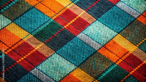 Argyle Pattern on Plaid Fabric Background - Architectural Photography Stock Photo