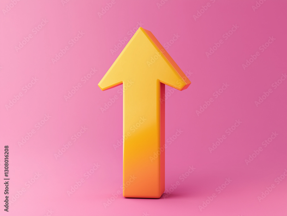 Simple 3D Upward Arrow Pointing Up Isolated on a Solid Background Simple 3D Upward Arrow Pointing Up Isolated on a Solid Background