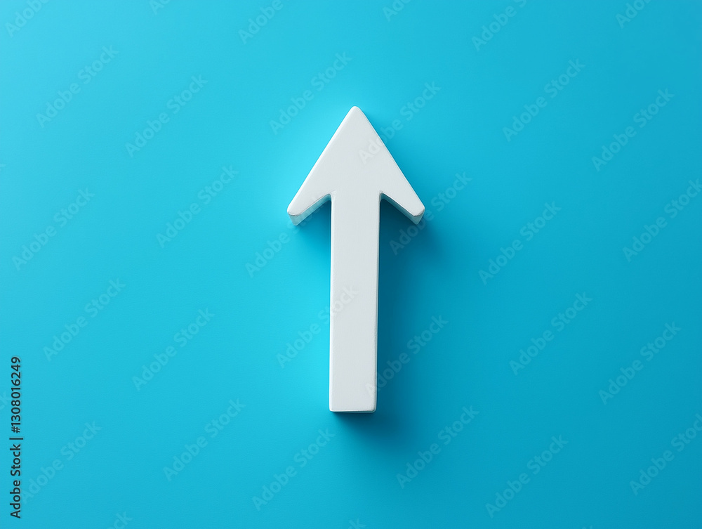 Simple 3D Upward Arrow Pointing Up Isolated on a Solid Background Simple 3D Upward Arrow Pointing Up Isolated on a Solid Background