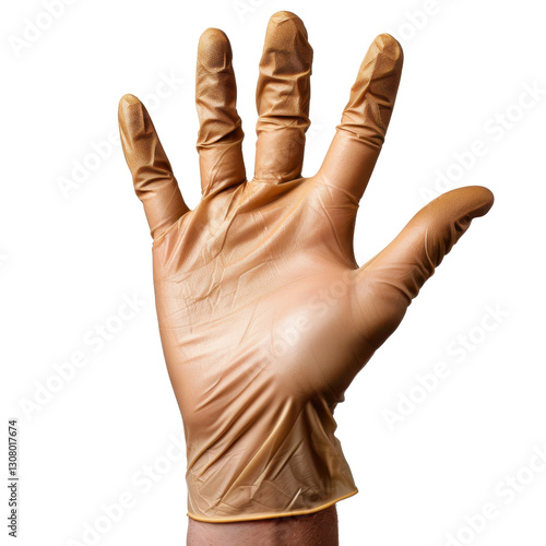gloved hand showing natural skin tone, ideal for medical or hygiene contexts. image conveys sense of cleanliness and safety