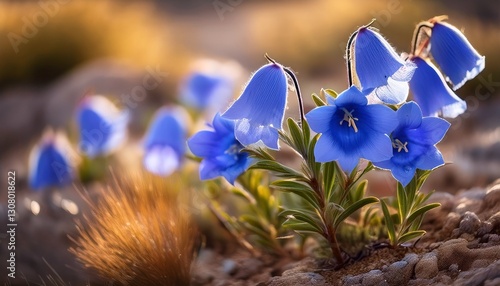 canterbury bells a small blue spring annual and biennial wildflower close up drought tolerant native plant
