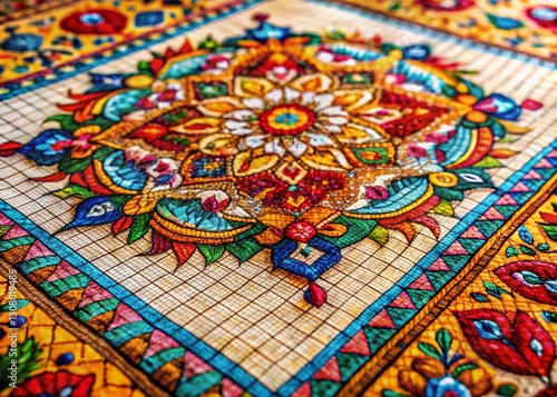 Artistic Rug Design Sketches on Lined Paper: High-Resolution Stock Photo