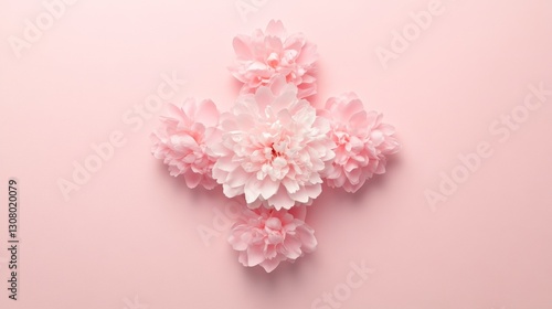 Wallpaper Mural Soft pink peonies arranged in a cross pattern on a pale pink background. Torontodigital.ca
