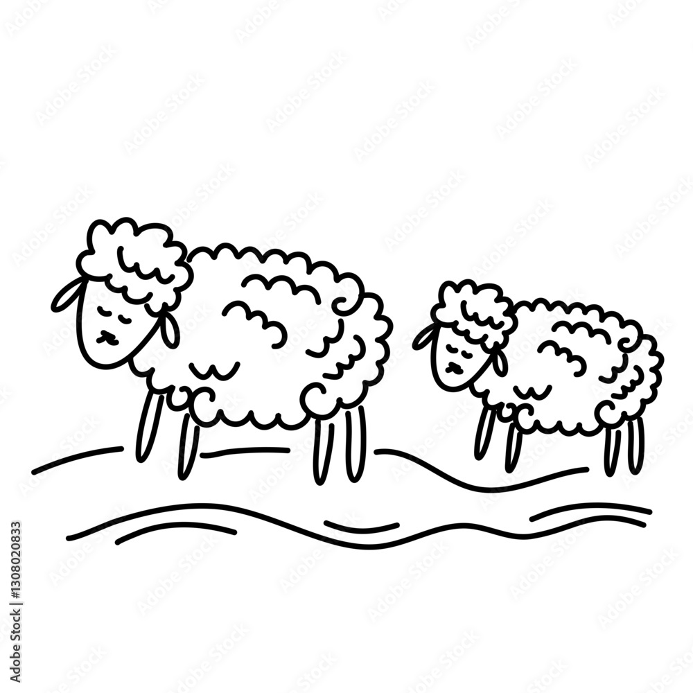 Funny white and black sheep animals doodle
Funny white and black sheep animals doodle