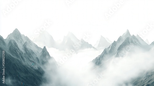 Wallpaper Mural serene mountain range, featuring mist drifting among the majestic peaks for a calm and peaceful effect Torontodigital.ca