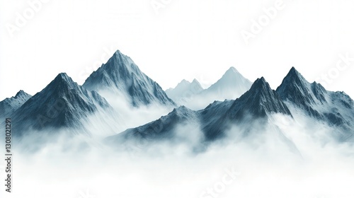 Wallpaper Mural serene mountain range, featuring mist drifting among the majestic peaks for a calm and peaceful effect Torontodigital.ca