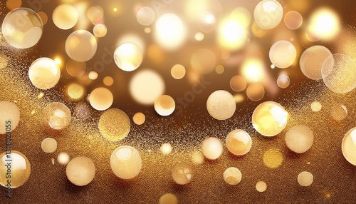 gold glitter champagne bubble background for 50th anniversary or christmas gliter