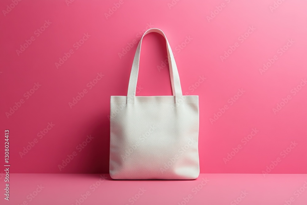 A simple clean and reusable white canvas tote bag presented against a vibrant pink background Perfect for shopping or everyday use A simple clean and reusable white canvas tote bag presented against a vibrant pink background Perfect for shopping or everyday use
