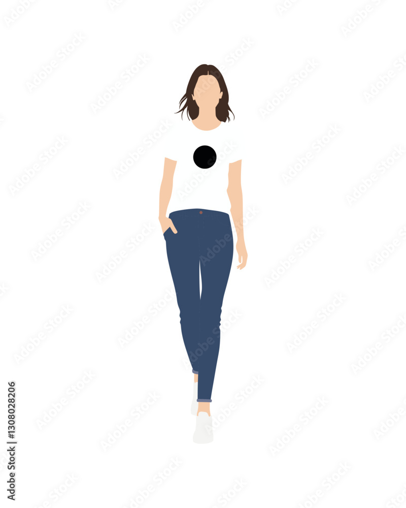 Fototapeta premium Flat vector people and illustration, woman with casual outfit