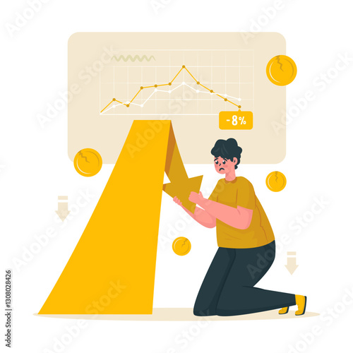 Bankrupt business with loses profits vector illustration