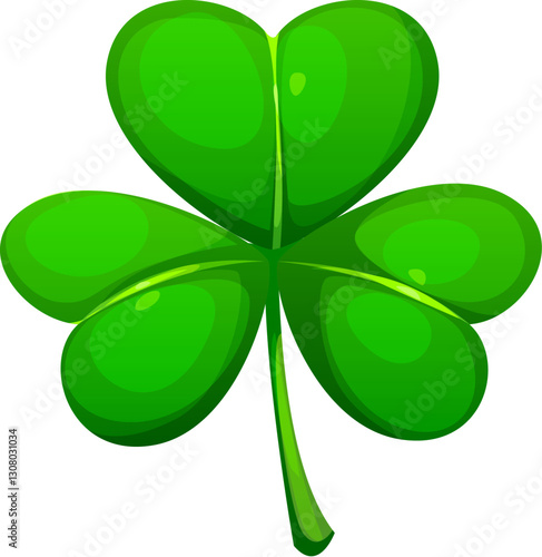 St Patrick day holiday cartoon shamrock clover trefoil, vector Irish symbol. Saint Patrick green shamrock or trefoil clover of three leaves as luck symbol for Ireland national holiday greeting design