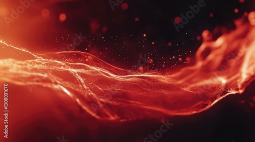 Fiery particle stream with depth of field and bokeh effect
