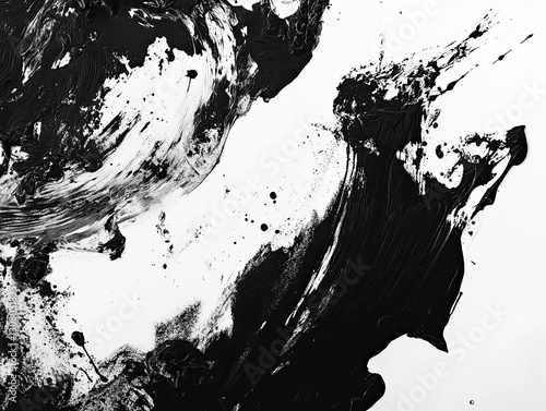 Wallpaper Mural Monochrome symphony, An abstract dance of black paint against a stark white canvas Torontodigital.ca