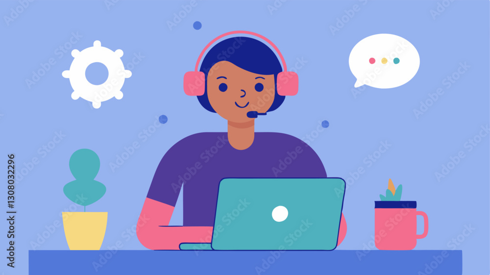 Remote Support Setup A customer service representative working from home interacting with an AIdriven support tool on a laptop showcasing a comfortable workspace. Remote Support Setup A customer service representative working from home interacting with an AIdriven support tool on a laptop showcasing a comfortable workspace.