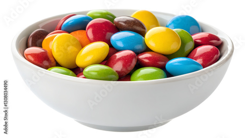 Colorful Candy Coated Chocolate Candies in White Bowl