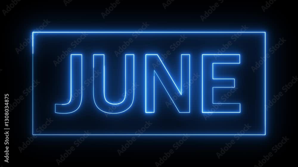 June text calendar date animation icon glowing neon blue color font letter text word schedule routine deadline planner signboard clip art footage sign symbol on black background June text calendar date animation icon glowing neon blue color font letter text word schedule routine deadline planner signboard clip art footage sign symbol on black background