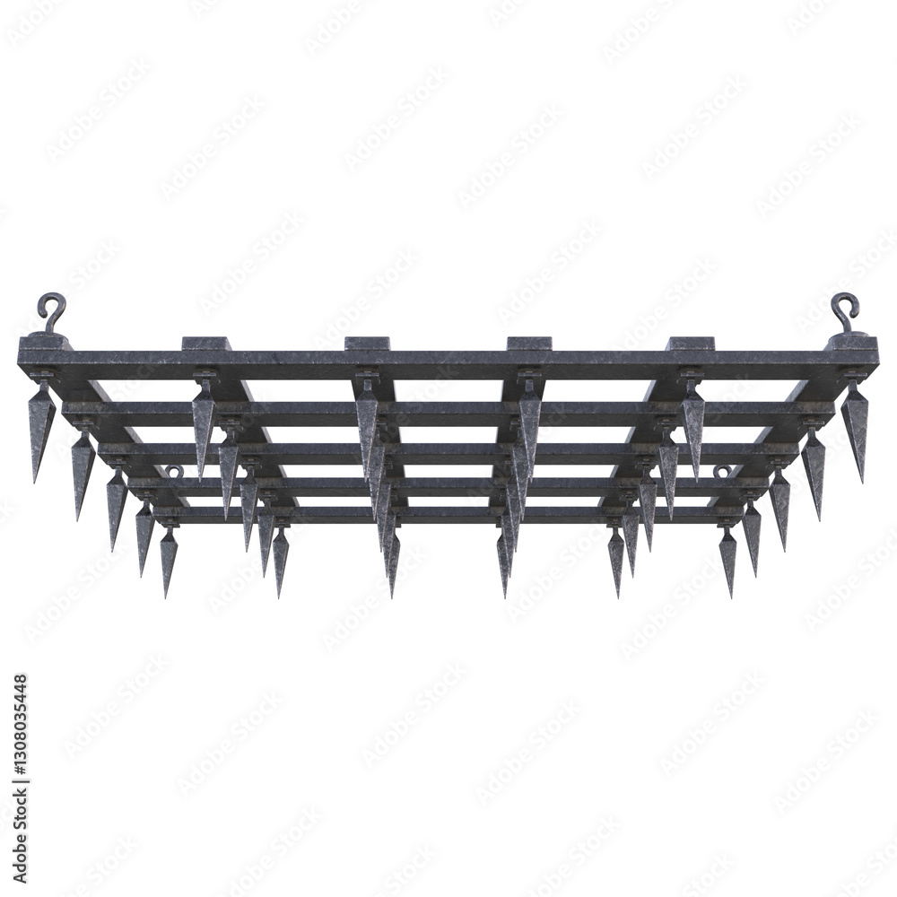 Fototapeta premium Dungeon Ceiling Trap, 3d illustration isolated on white background