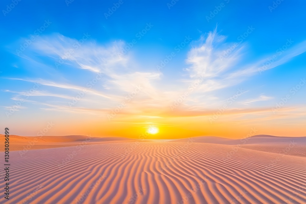 Naklejka premium Breathtaking Sunset Over Serene North Sea Dunes Stretching Into the Horizon