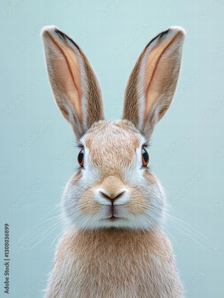 Obraz premium Close-up of a rabbit's face showing its soft fur and expressive features in a natural setting