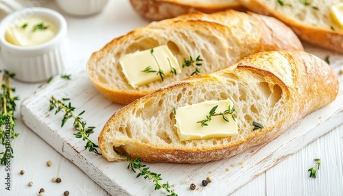 Baguette slice with butter