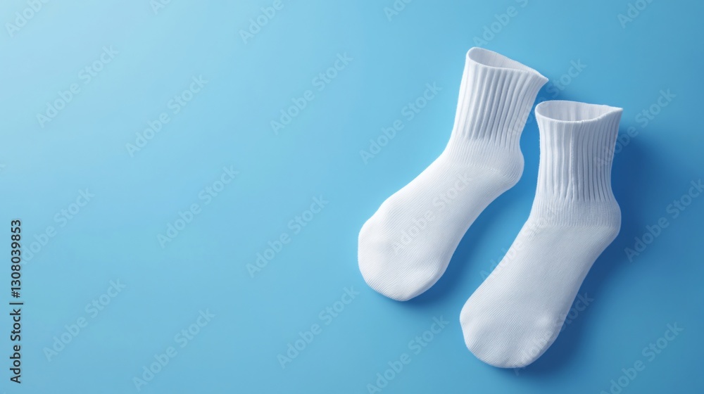 White Socks on Blue Background Position White Socks on Blue Background Position
