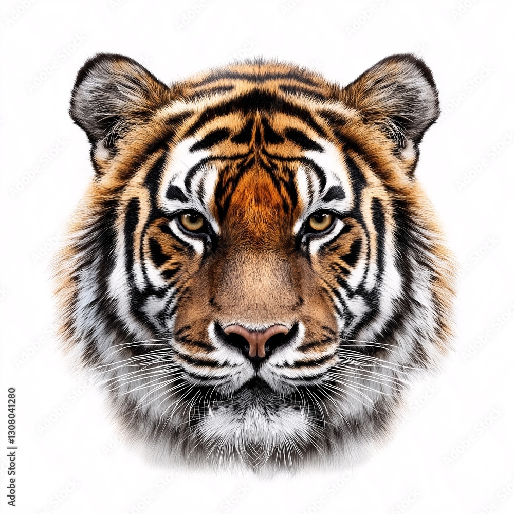 Fototapeta premium Tiger Face Portrait in Natural Habitat: Wildlife Photography Showcasing Endangered Big Cat's Ferocious Beauty and Colorful Stripes