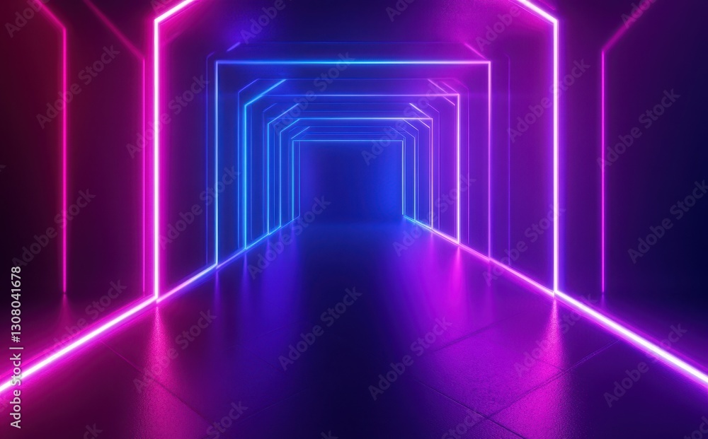 Vibrant Neon Tunnel with Glowing Lights, Futuristic Space, Abstract Background, Colorful Illuminations, Modern Design, Artistic Atmosphere Vibrant Neon Tunnel with Glowing Lights, Futuristic Space, Abstract Background, Colorful Illuminations, Modern Design, Artistic Atmosphere