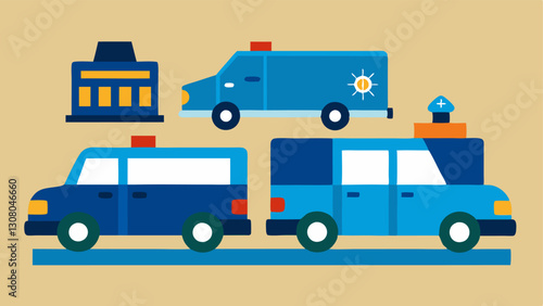 These descriptions can guide artists in creating vector illustrations centered around the theme of prisoner transport in police vehicles.
