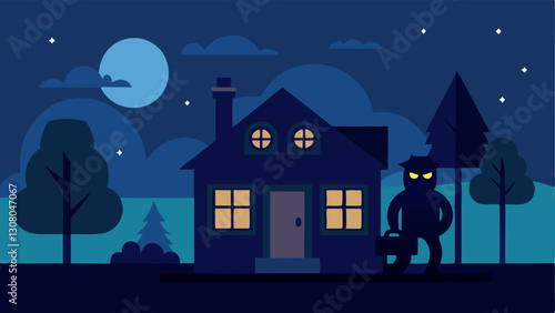 These illustrations can encapsulate the scene of burglary at night without using specific names or locations.