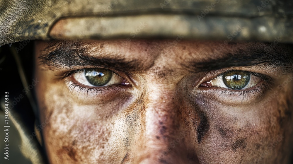 A close up image of a man in military gear A close up image of a man in military gear