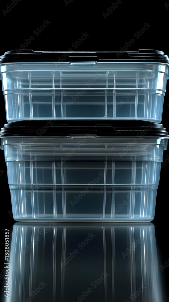 Stackable Clear Plastic Food Storage Containers 3D Render Stackable Clear Plastic Food Storage Containers 3D Render