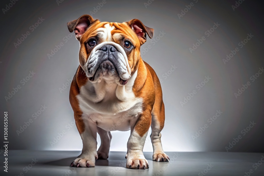 Classy Bulldog Portrait: Elegant Canine Posing Against a Plain Background - Perfect for Text Overlay Classy Bulldog Portrait: Elegant Canine Posing Against a Plain Background - Perfect for Text Overlay