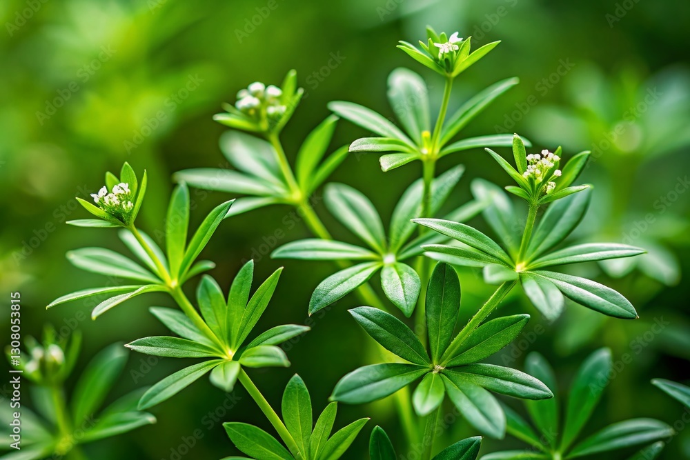 Fototapeta premium Cleavers (Galium aparine) Medicinal Herb - Close-up with Shallow Depth of Field