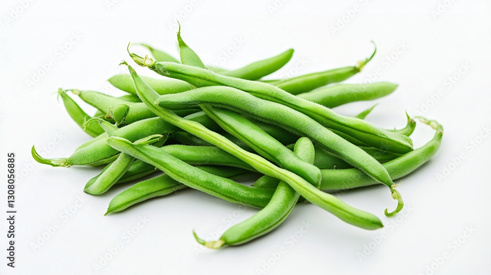 Fresh Green Beans in Bowl on White Background Fresh Green Beans in Bowl on White Background