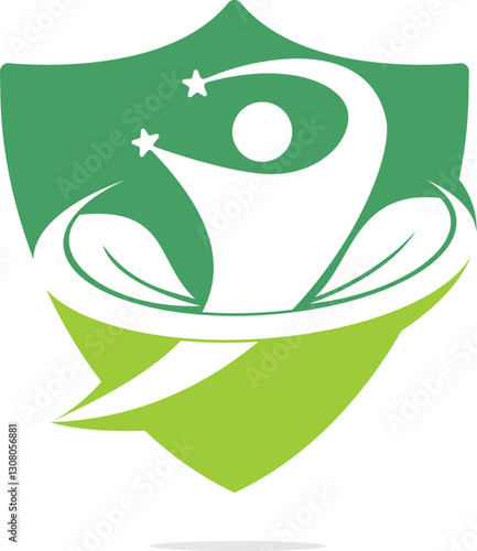 Healthy people logo design. Human life logo icon of abstract people leaves vector.