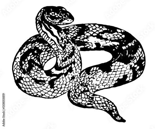 Snake, Vintage Style Vector Illustration