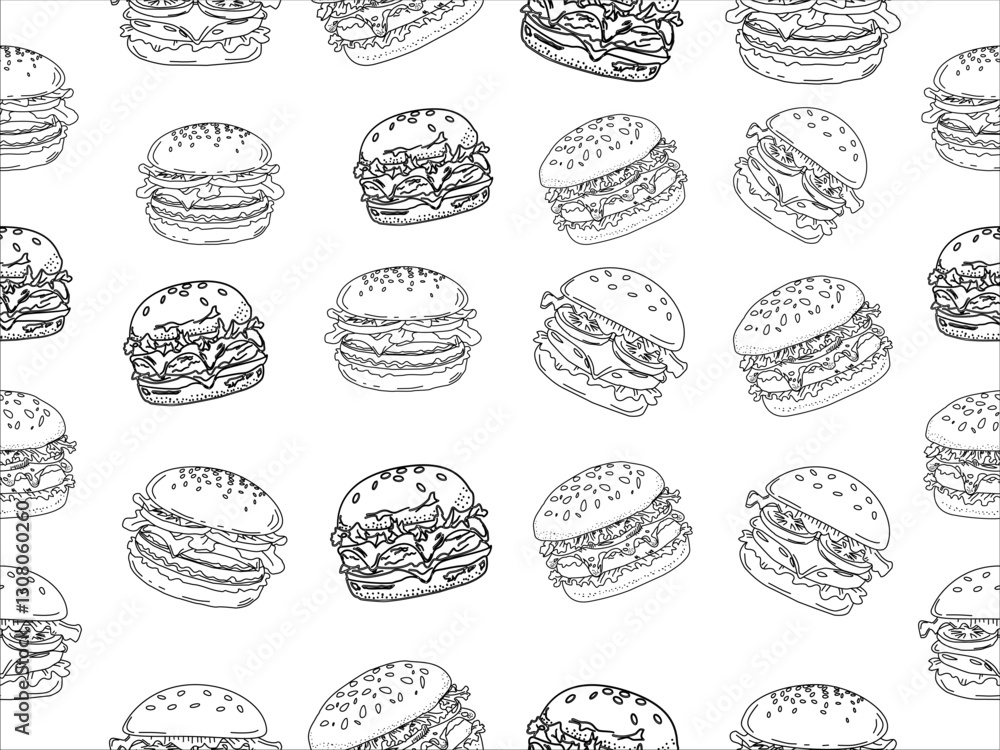 doodle burger pattern background. doodle fast food burger seamless pattern background. seamless pattern of hamburger in doodle style. Seamless Pattern of a Cheese Burger or Hamburger
doodle burger pattern background. doodle fast food burger seamless pattern background. seamless pattern of hamburger in doodle style. Seamless Pattern of a Cheese Burger or Hamburger