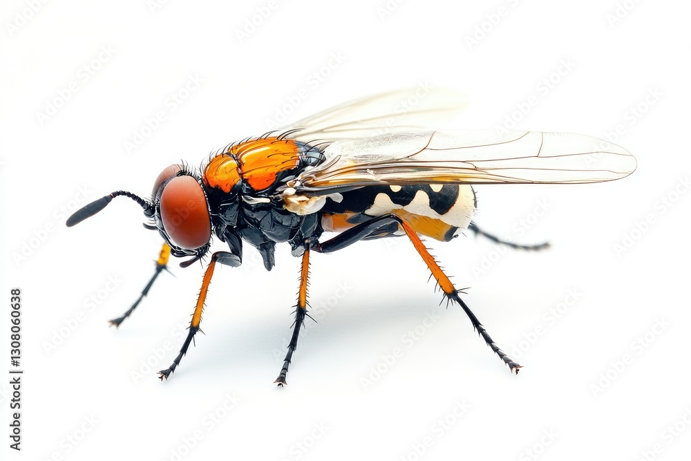 High Resolution Picture of Macro Fly Isolated on White Background, High Detail, 8K High Resolution Picture of Macro Fly Isolated on White Background, High Detail, 8K