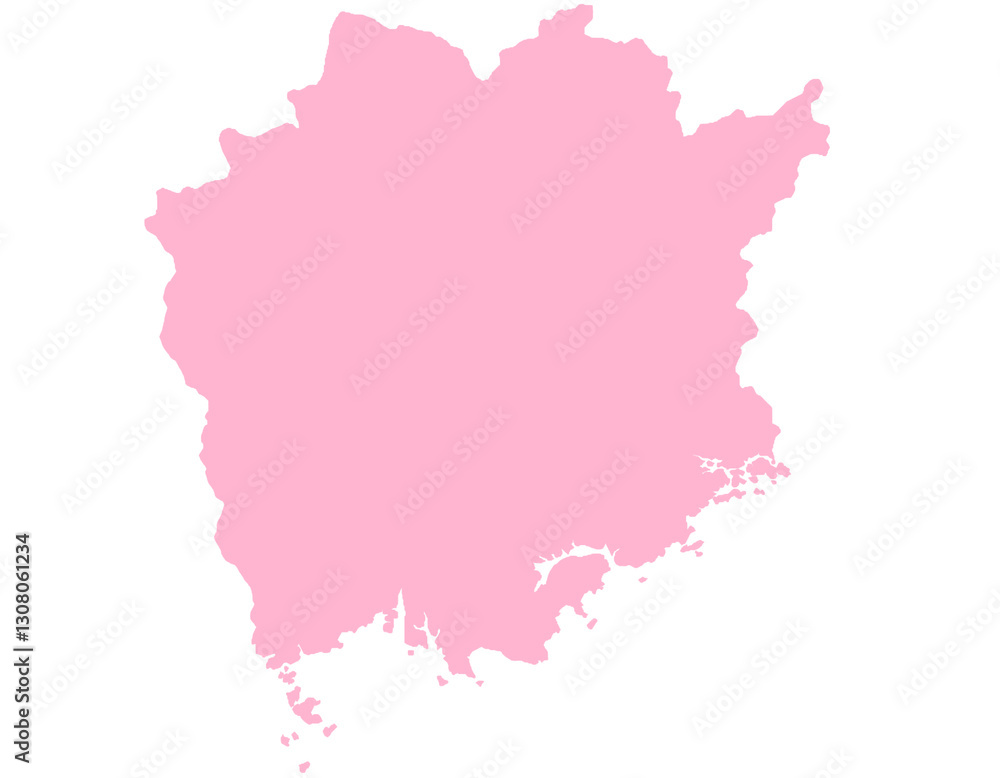 Obraz premium 岡山県 地図 ピンク イラスト