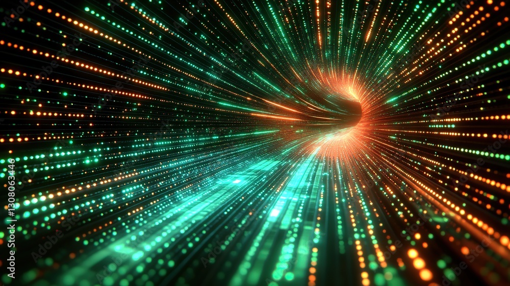 Digital tunnel of light with data stream