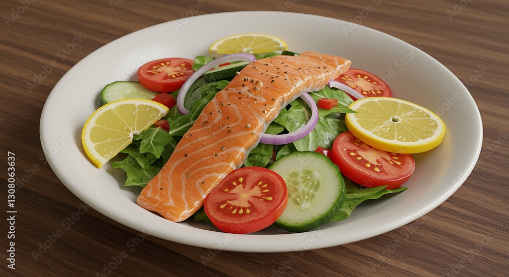 Delicious Salmon Salad with Fresh Vegetables Delicious Salmon Salad with Fresh Vegetables
