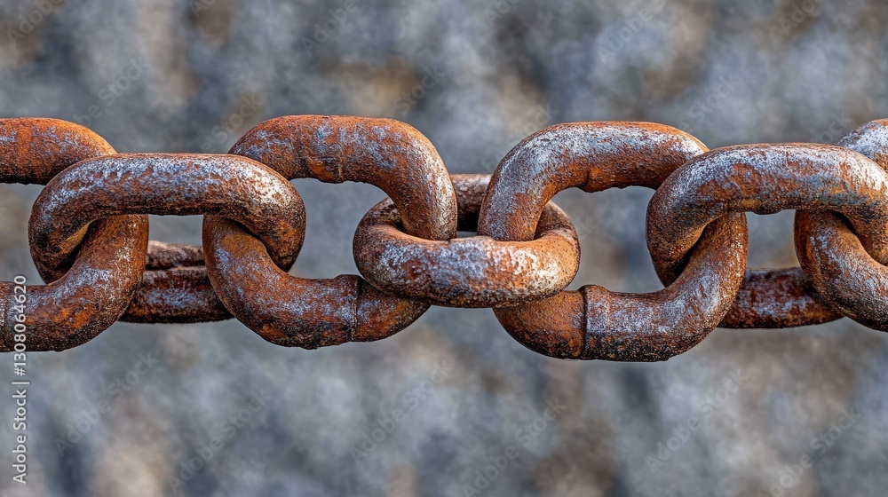 Rusty Metal Chain Links On Weathered Background with Textures Rusty Metal Chain Links On Weathered Background with Textures