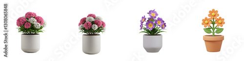 Floral Pot Icon Featuring a Small Plant with Blooming Flowers